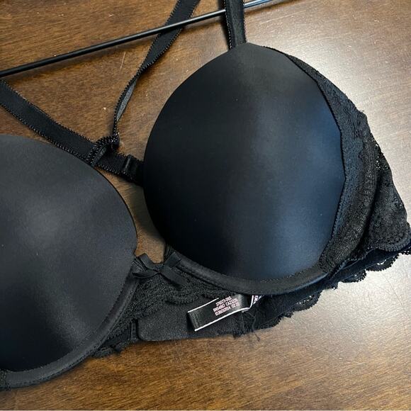 Victoria's Secret Dream Angels Push-Up Bra Black Lace Adj Straps 34D - Picture 3 of 8